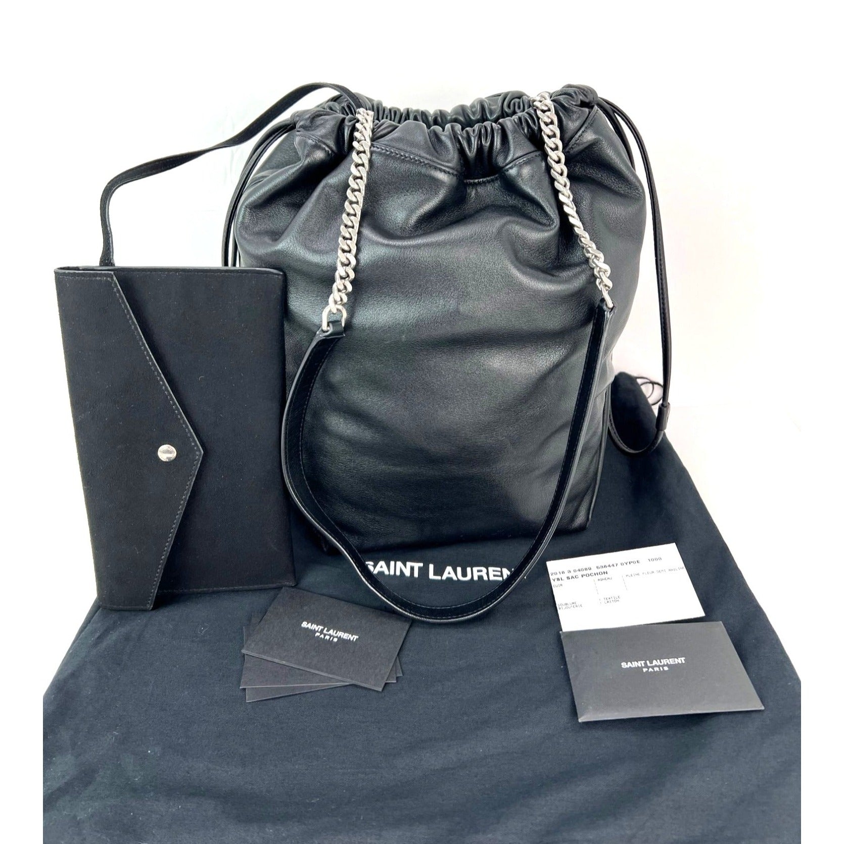 Túi xách Saint Laurent Lambskin Teddy Drawstring Sac Bucket Bag