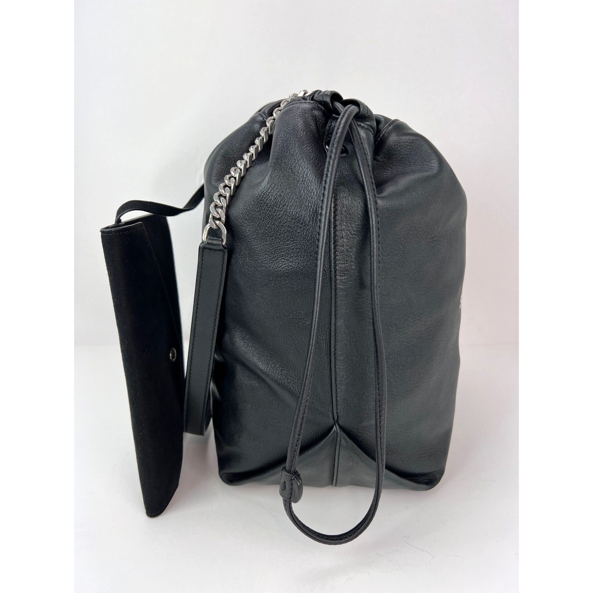 Túi xách Saint Laurent Lambskin Teddy Drawstring Sac Bucket Bag