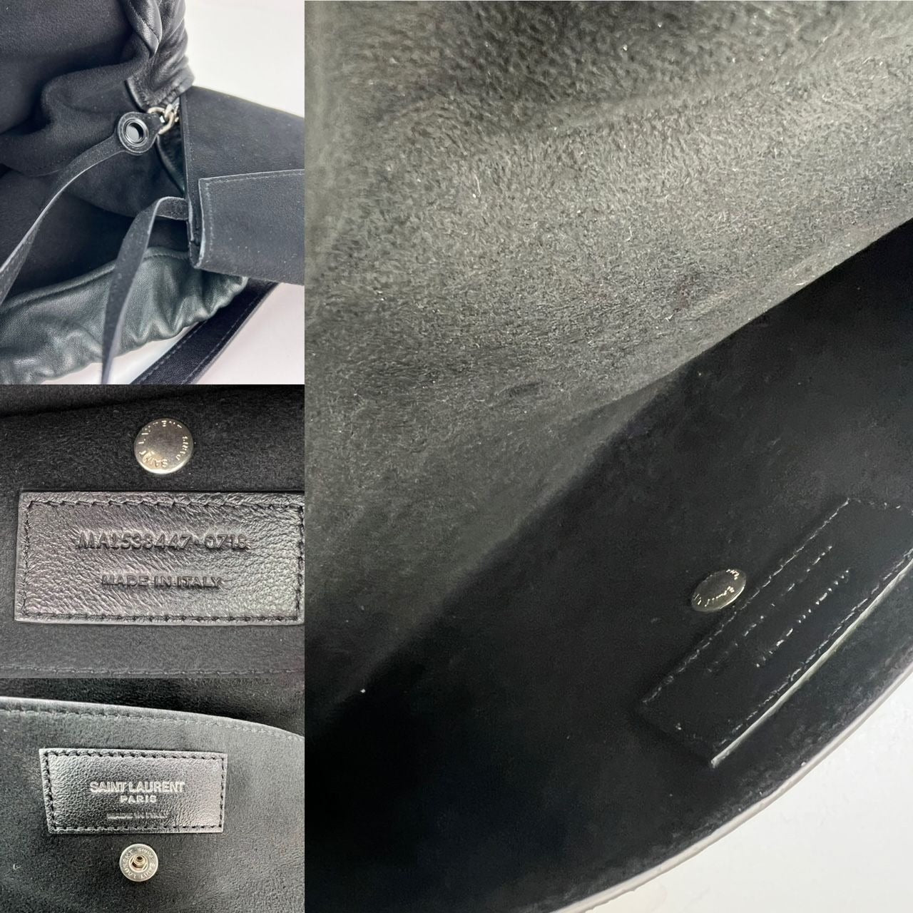 Túi xách Saint Laurent Lambskin Teddy Drawstring Sac Bucket Bag