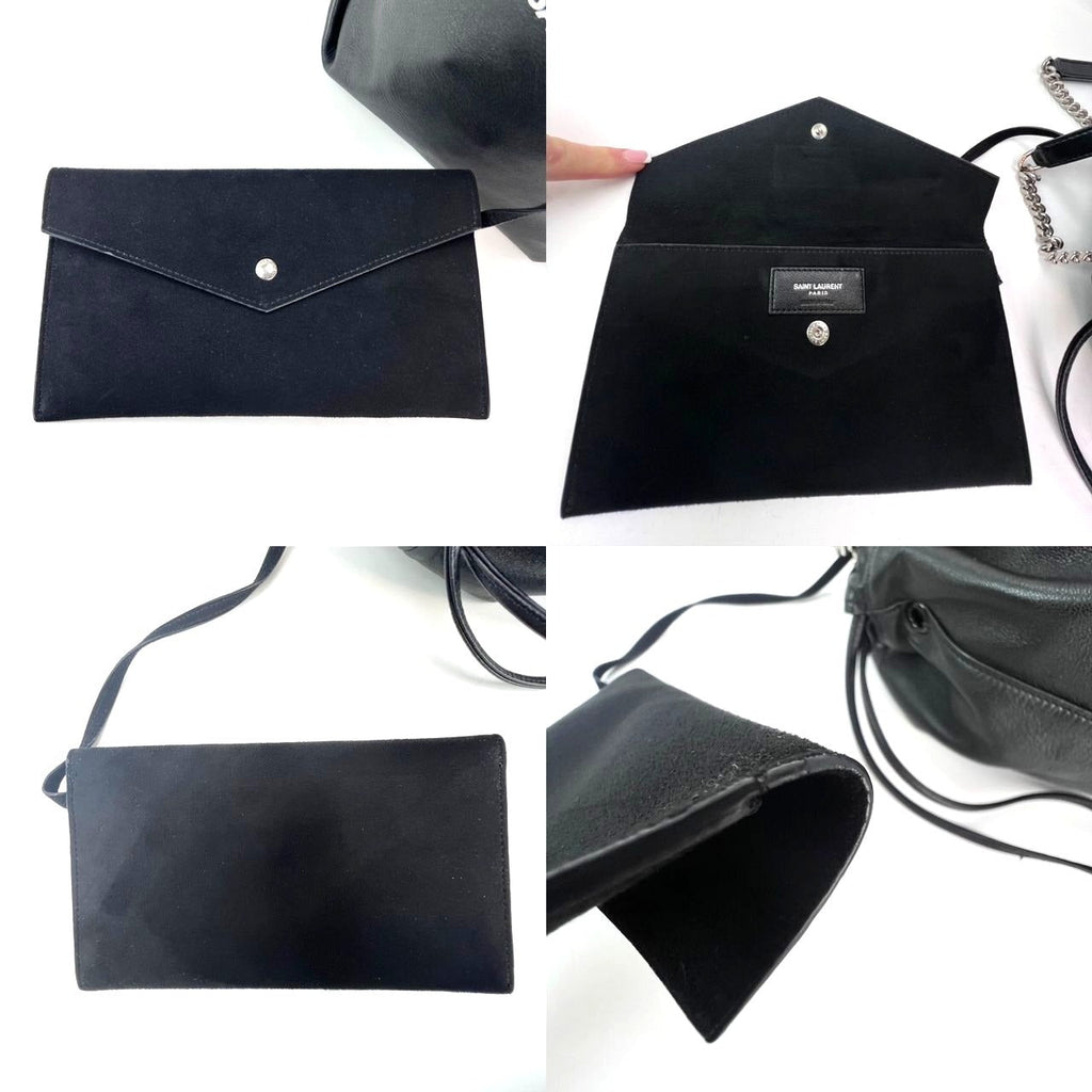 Túi xách Saint Laurent Lambskin Teddy Drawstring Sac Bucket Bag