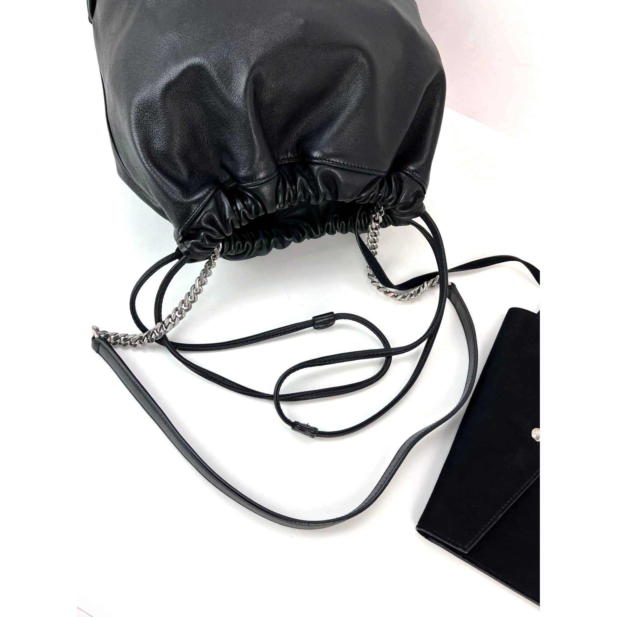 Túi xách Saint Laurent Lambskin Teddy Drawstring Sac Bucket Bag