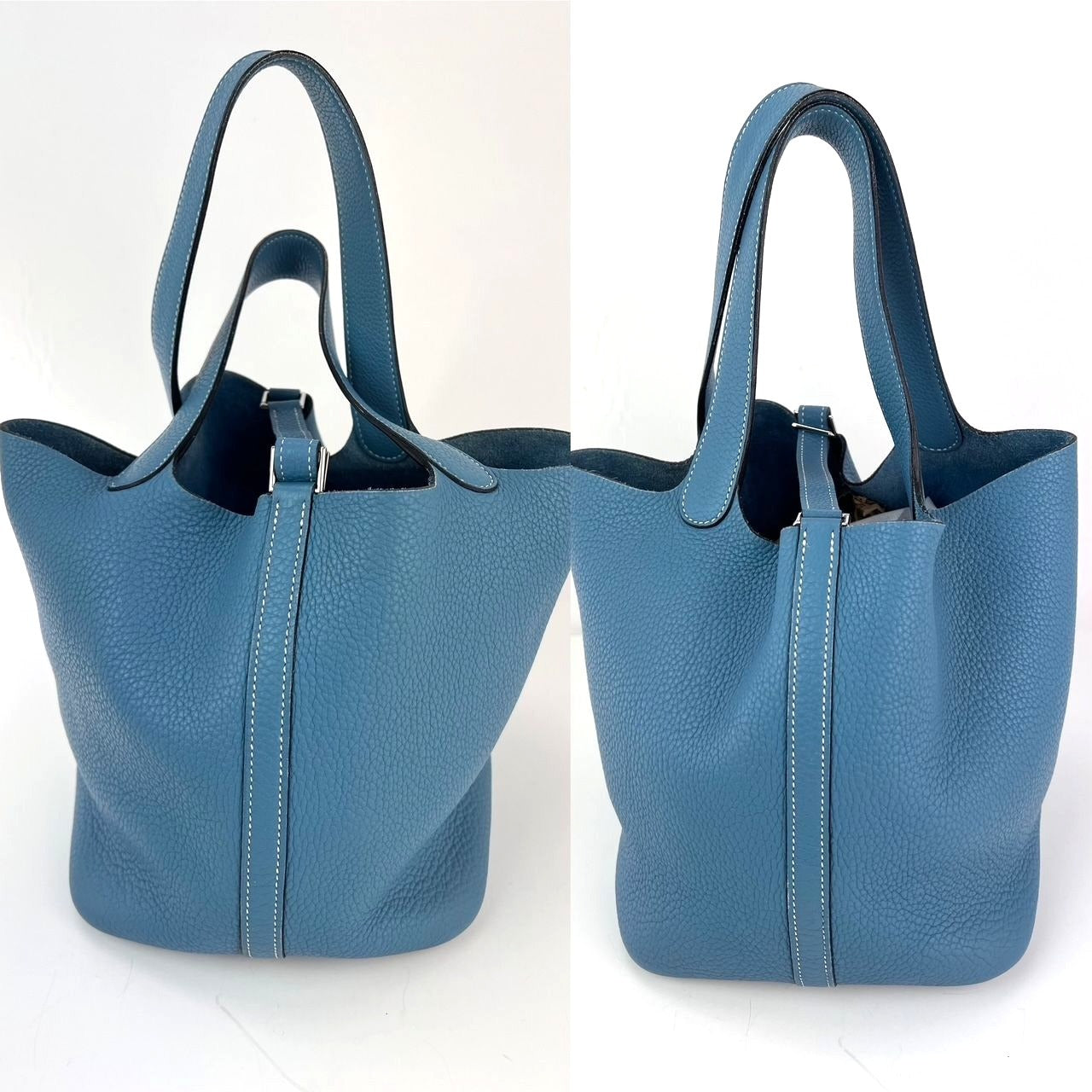 Túi xách da Hermes Taurillon Clemence Picotin 22 MM màu xanh