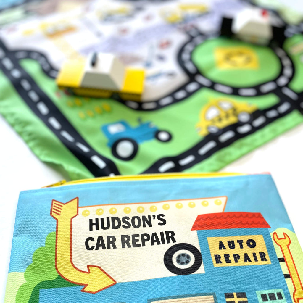 Toy Car Mat & Pouch: All-in-one Travel Entertainment!