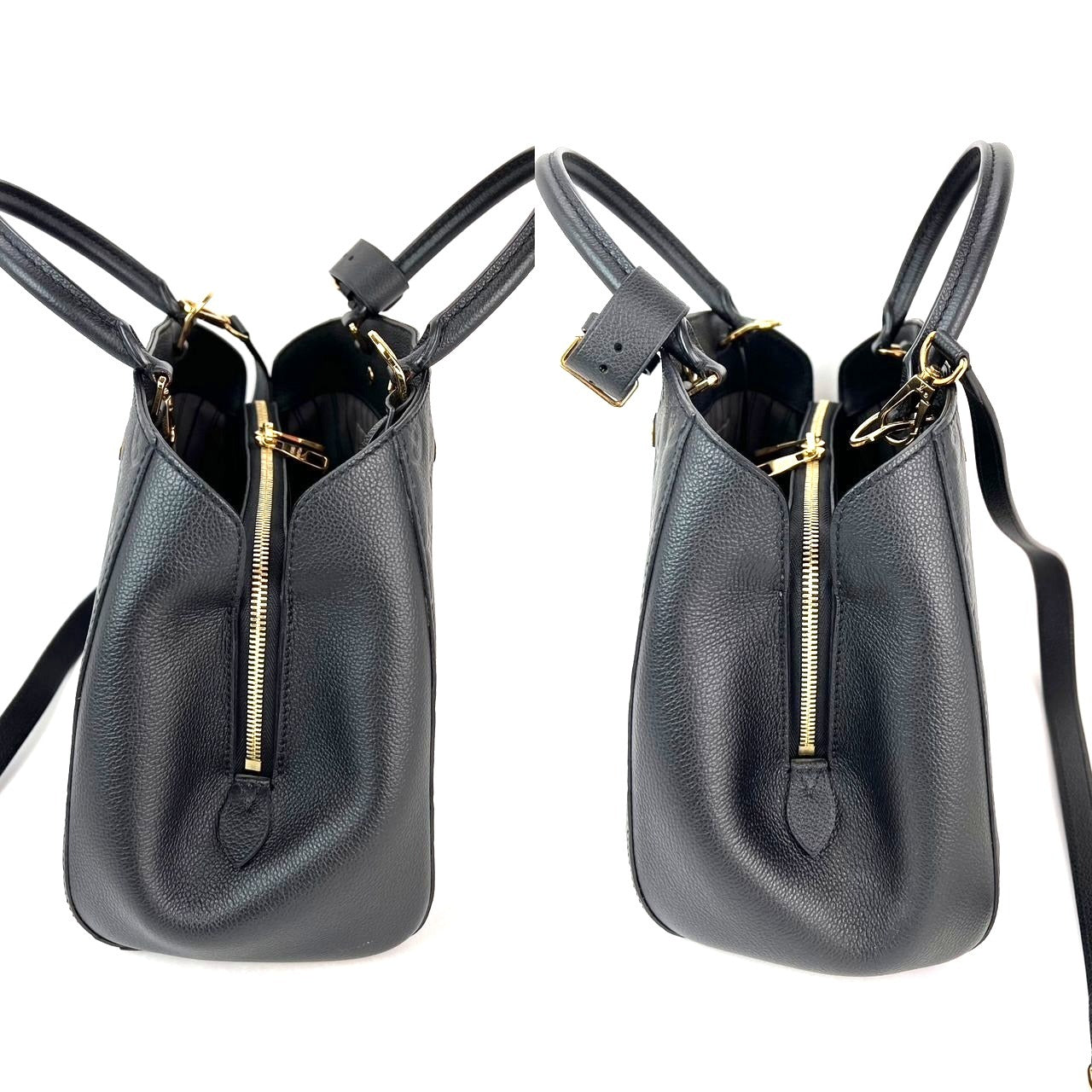 Túi đeo vai da đen Louis Vuitton Montaigne MM Empreinte