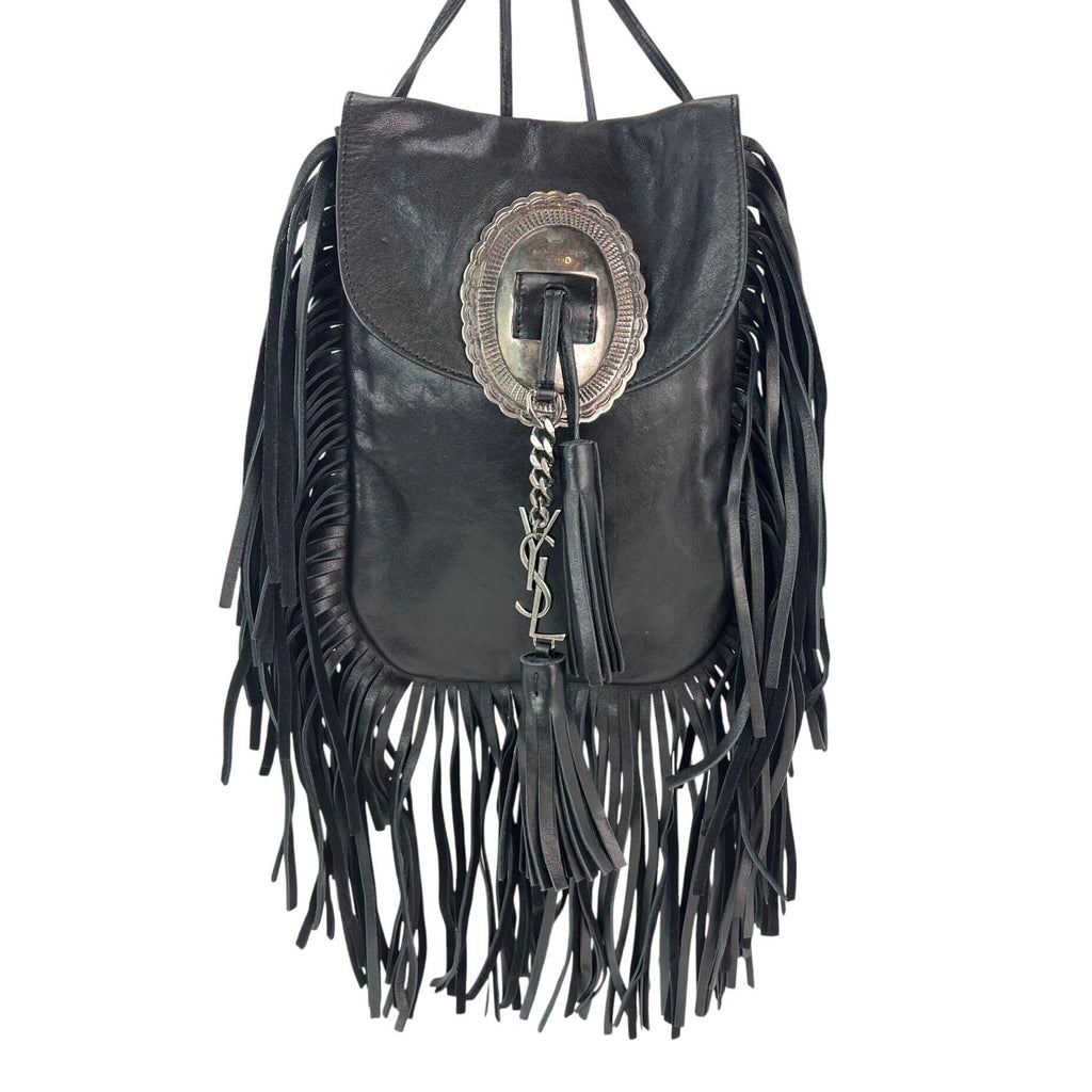 Túi đeo chéo Saint Laurent Lambskin Anita Tassel màu đen