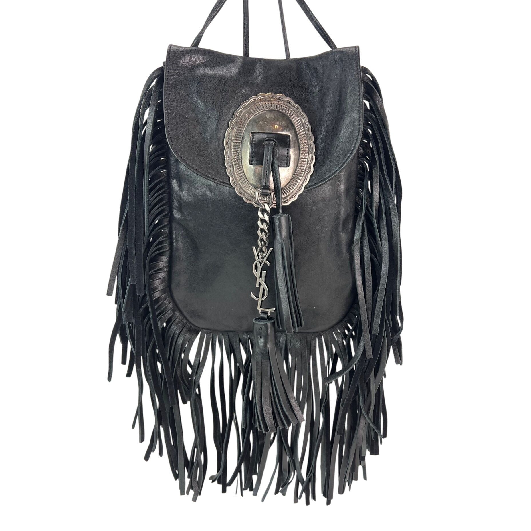Túi đeo chéo Saint Laurent Lambskin Anita Tassel màu đen