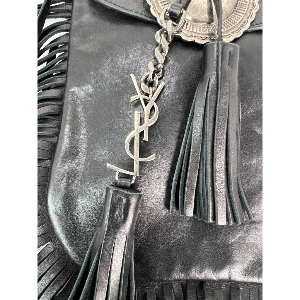Túi đeo chéo Saint Laurent Lambskin Anita Tassel màu đen