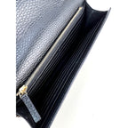 Ví Gucci Interlocking Black Leather Dollar Calfskin GG kèm túi cầm tay xích