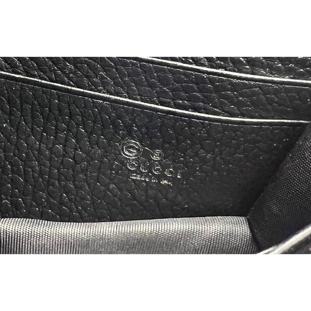 Ví Gucci Interlocking Black Leather Dollar Calfskin GG kèm túi cầm tay xích