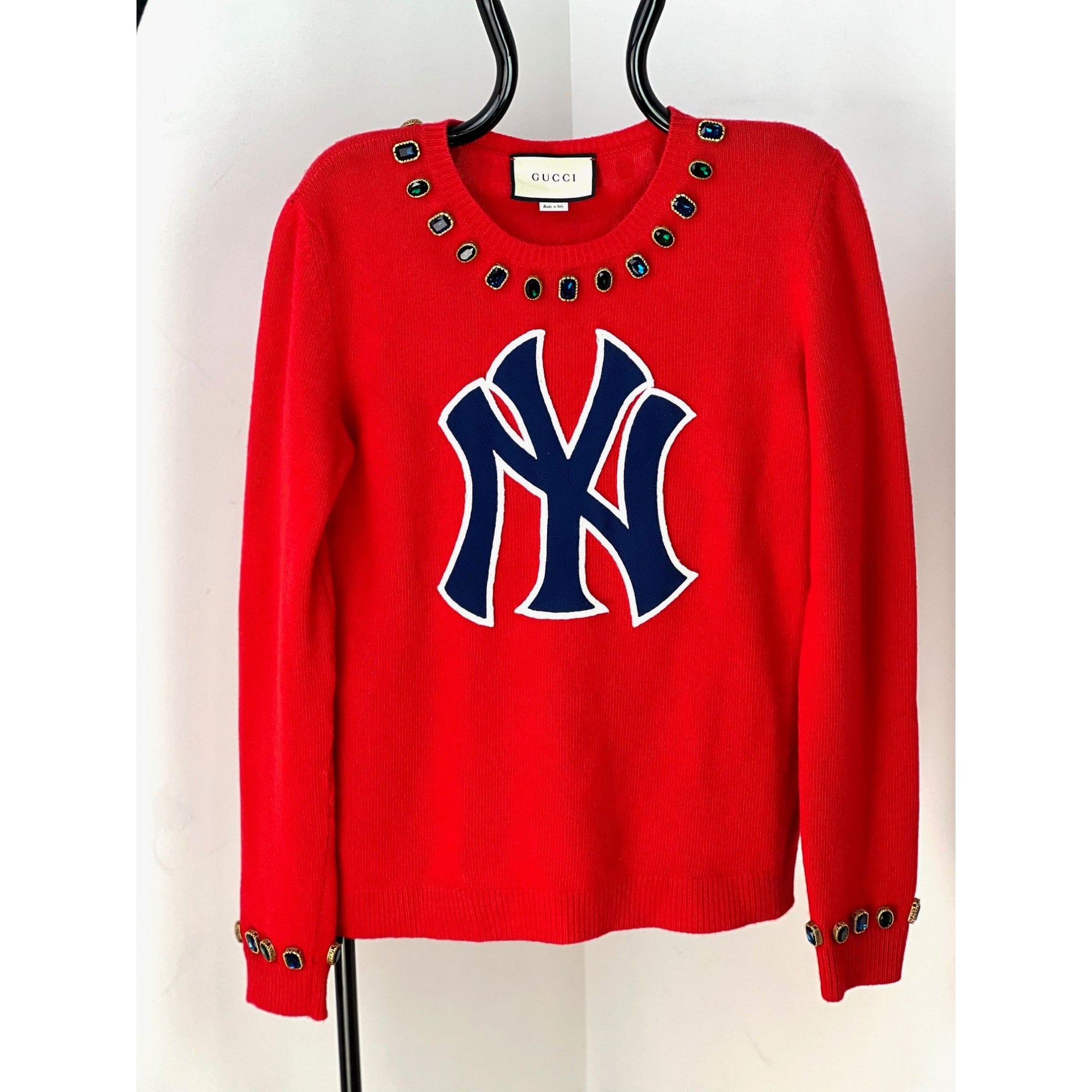 Áo len chui đầu Gucci Womens NY Yankees Wool Red