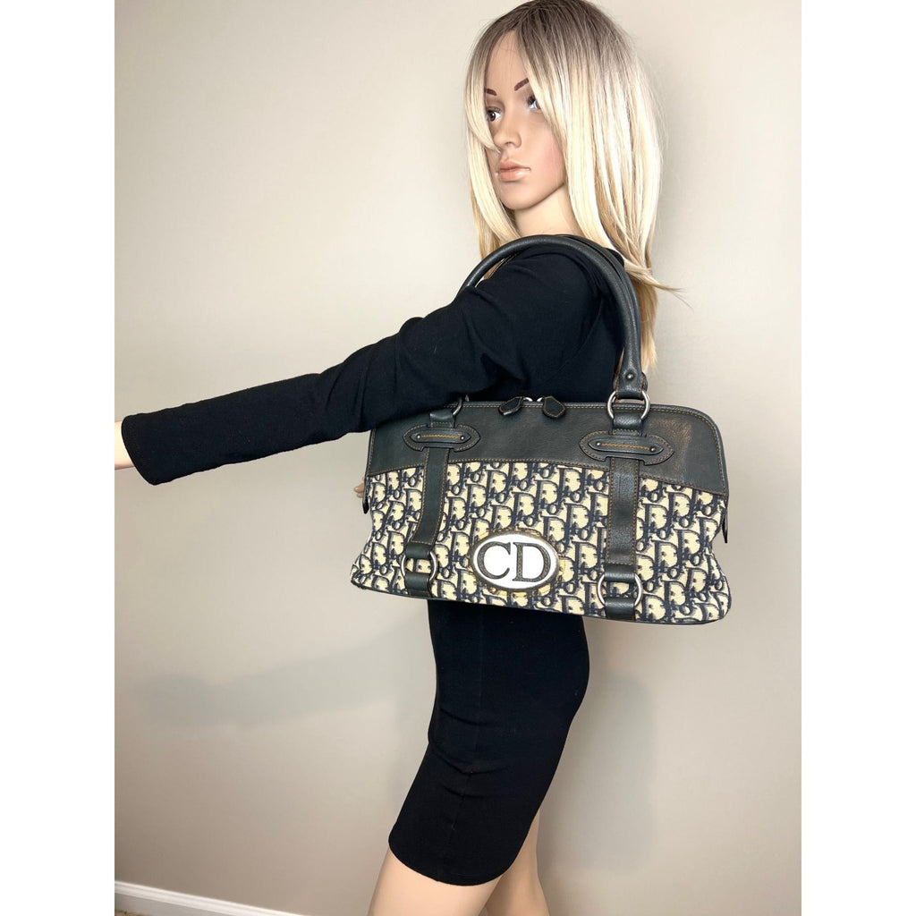 Túi xách vải canvas xanh CHRISTIAN DIOR Monogram Trotter CD
