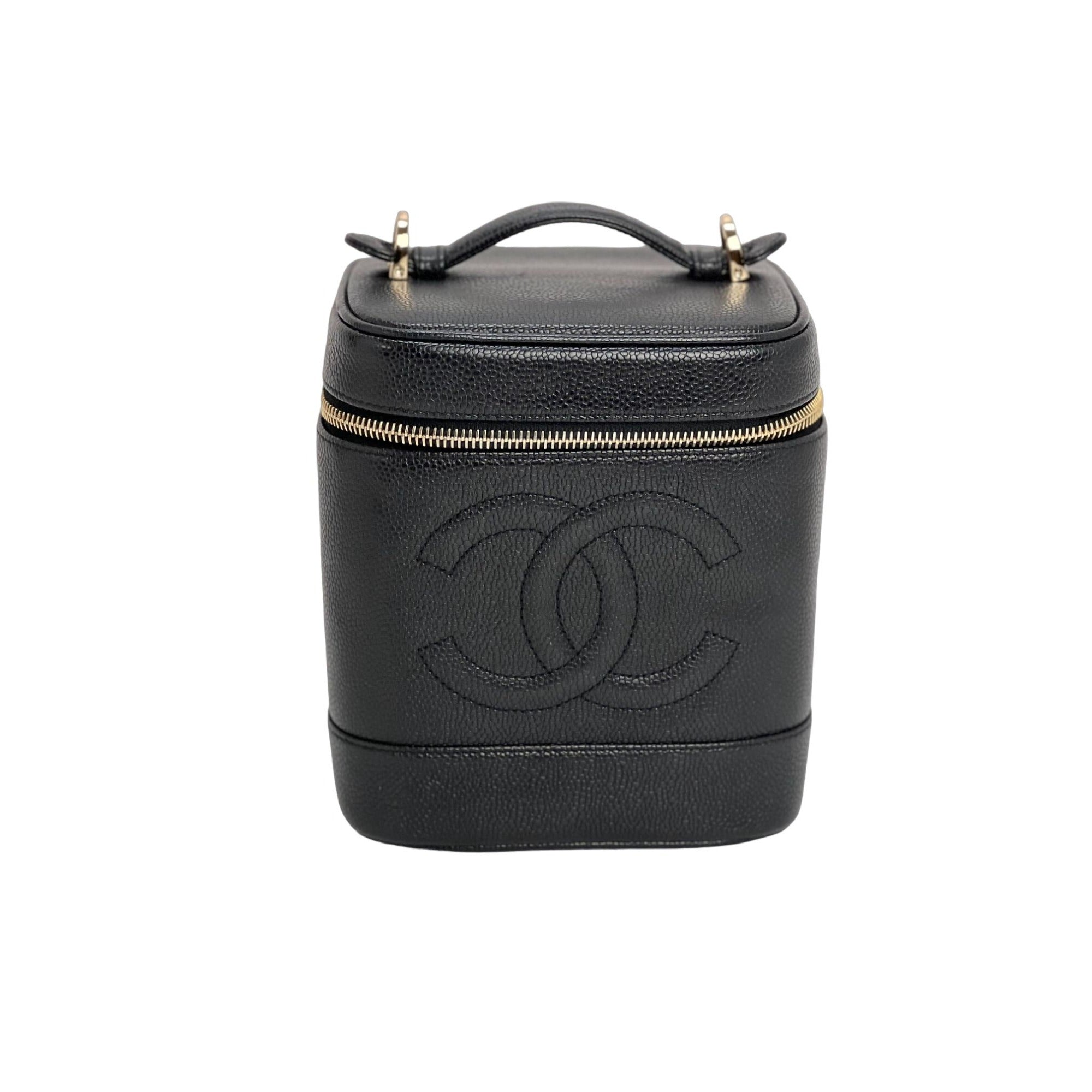 Túi đựng mỹ phẩm Chanel Vanity Cosmetic Case màu đen bằng da Caviar