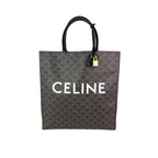 Túi tote vải canvas Celine Triomphe Vertical Cabas màu đen họa tiết Monogram