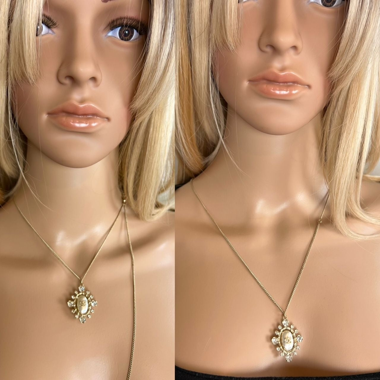 Dây chuyền Chanel Crystal CC Vàng Ngọc trai Trang sức thời trang