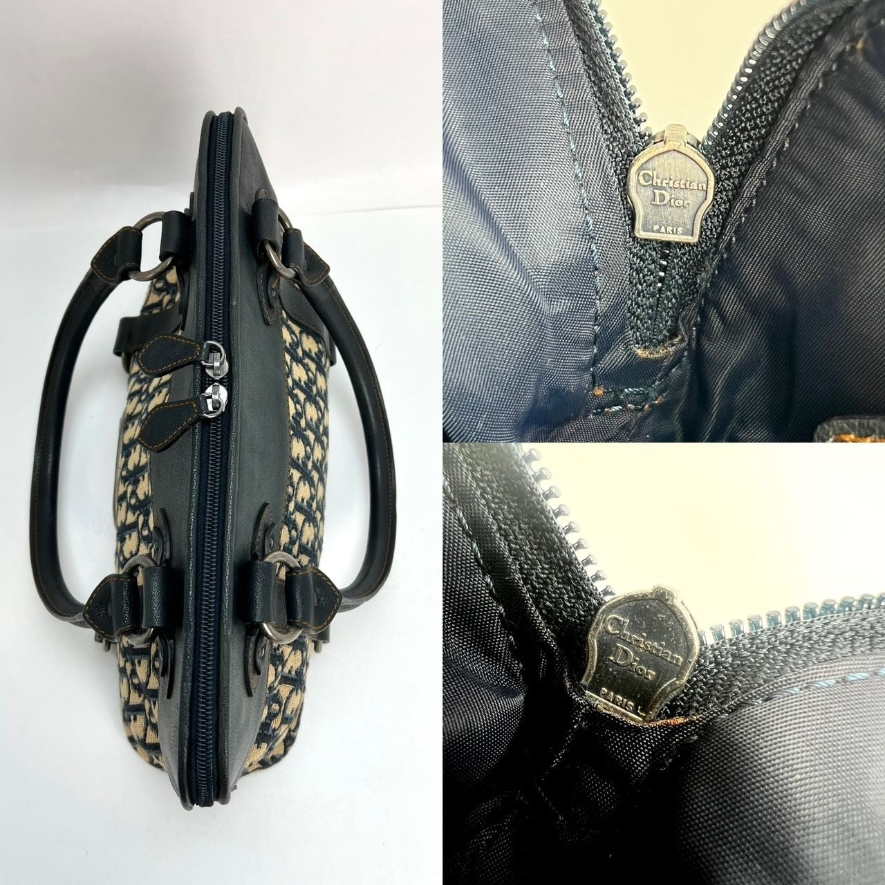 Túi xách vải canvas xanh CHRISTIAN DIOR Monogram Trotter CD