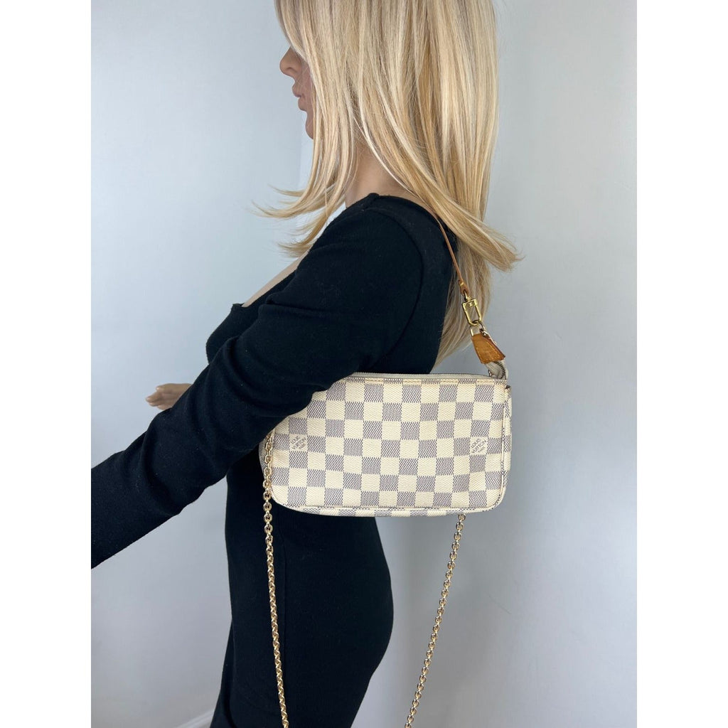 Phụ kiện túi xách Louis Vuitton Túi Damier Azur màu trắng