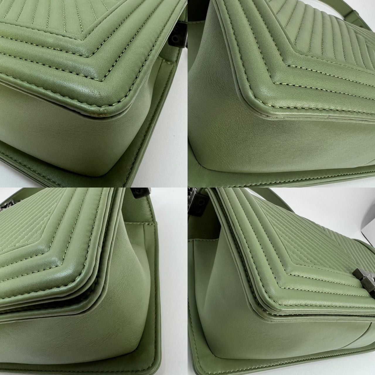 Túi Chanel Calfskin Chevron Quilted Medium Boy Flap Light Green