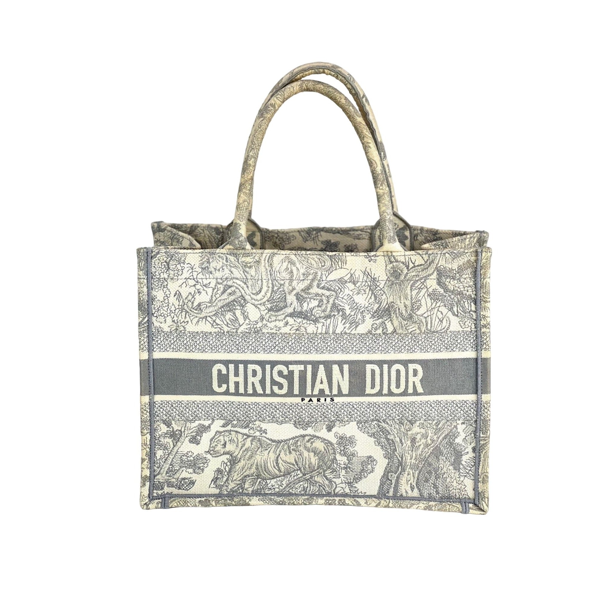 Túi tote thêu Christian Dior Book Grey cỡ trung