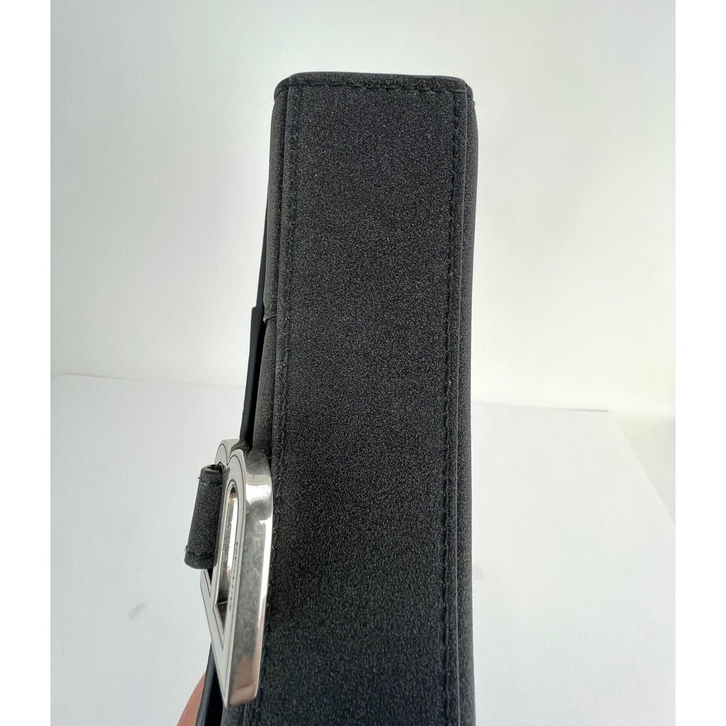Túi đeo vai đính đá lấp lánh màu đen BALENCIAGA Hourglass Wallet On Chain