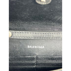 Túi đeo vai đính đá lấp lánh màu đen BALENCIAGA Hourglass Wallet On Chain