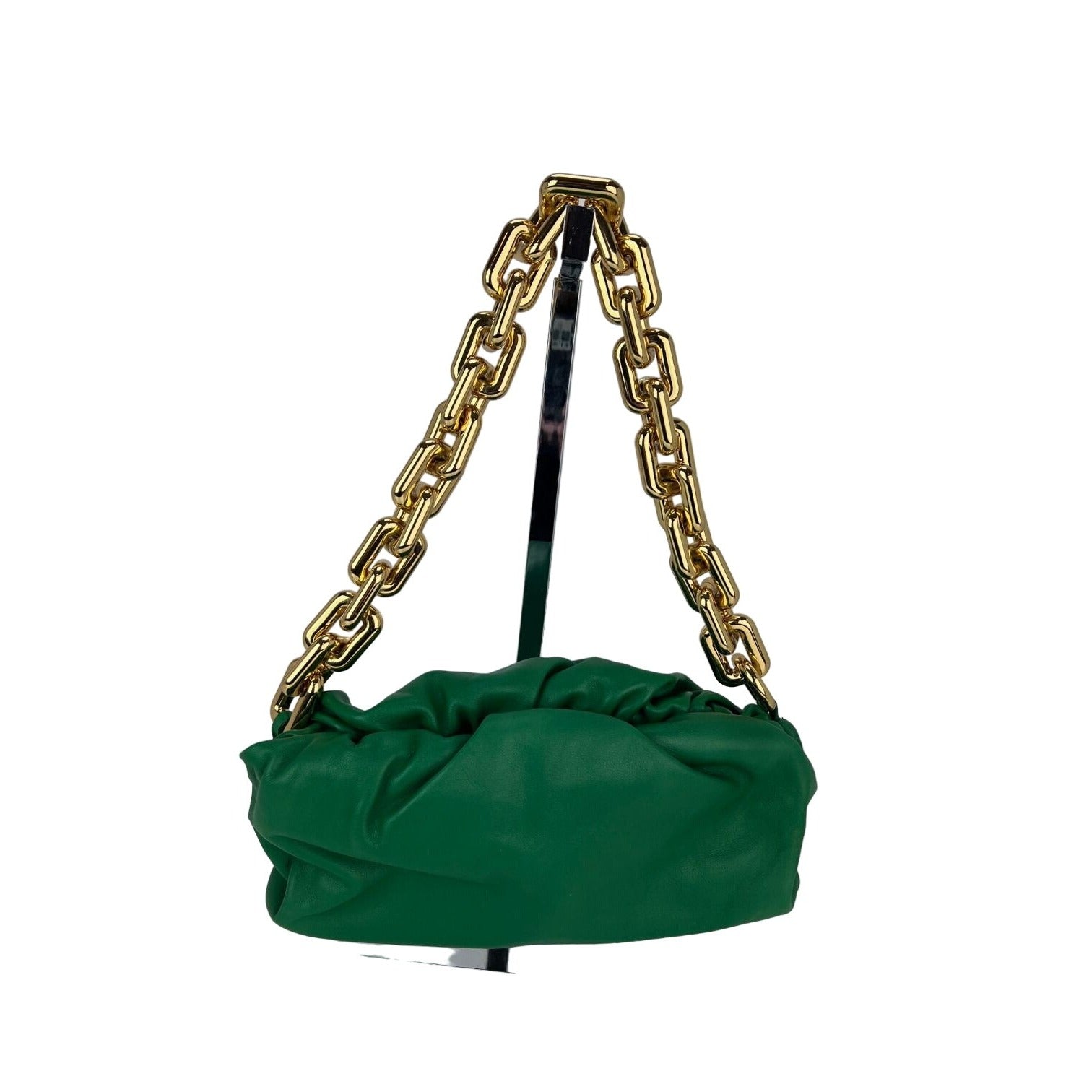 Túi cầm tay da Bottega Veneta Green Chain Leather Pouch Bag