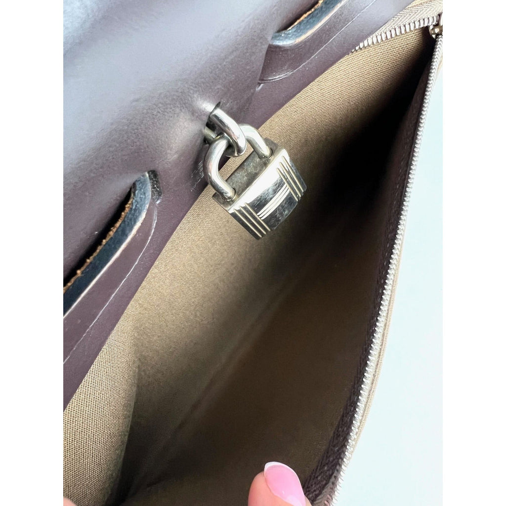 Hermes Toile Vache Hunter Herbag zip 31 PM Túi đeo vai Etoupe Ebene