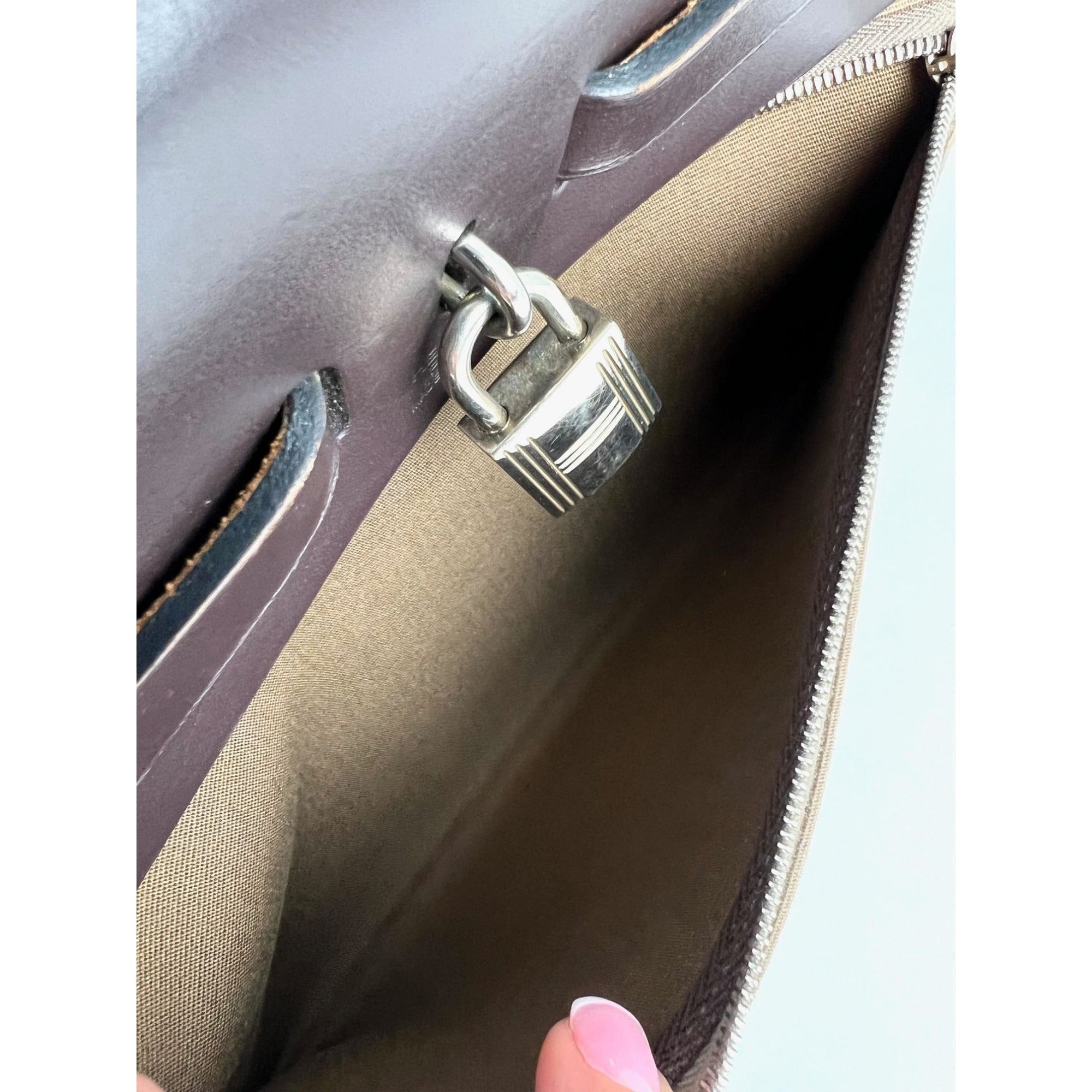 Hermes Toile Vache Hunter Herbag zip 31 PM Túi đeo vai Etoupe Ebene