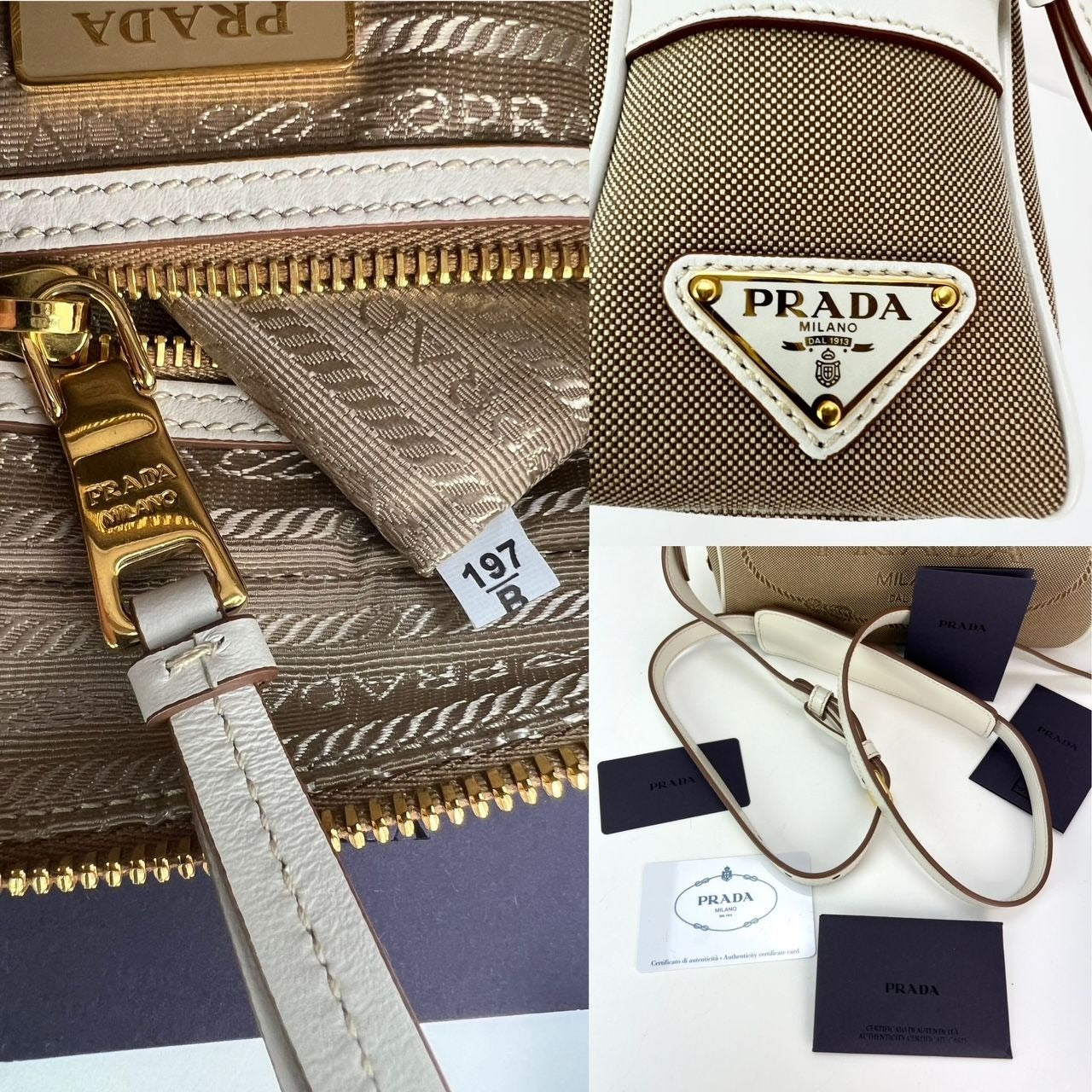 Túi đeo chéo máy ảnh vải kaki Prada