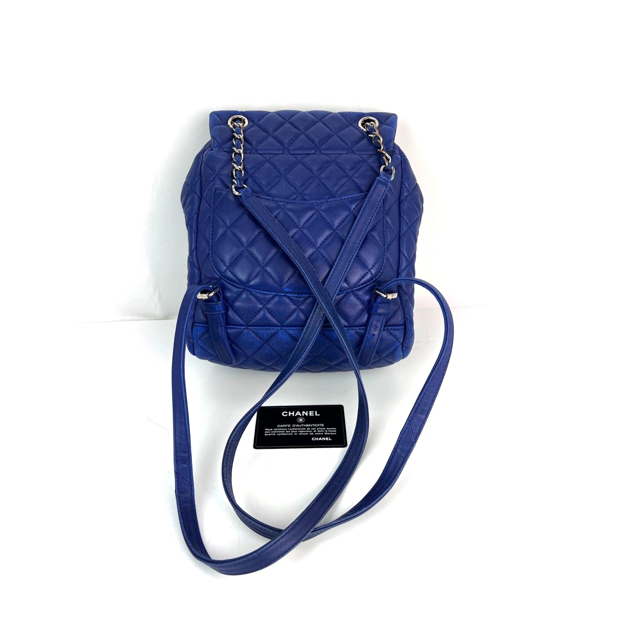 Balo Chanel Lambskin Quilted Small Urban Spirit Blue