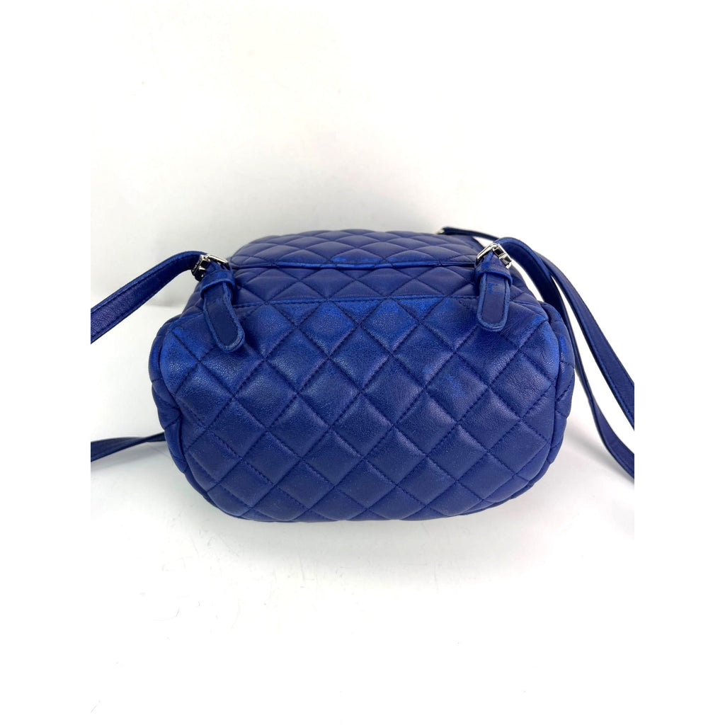 Balo Chanel Lambskin Quilted Small Urban Spirit Blue