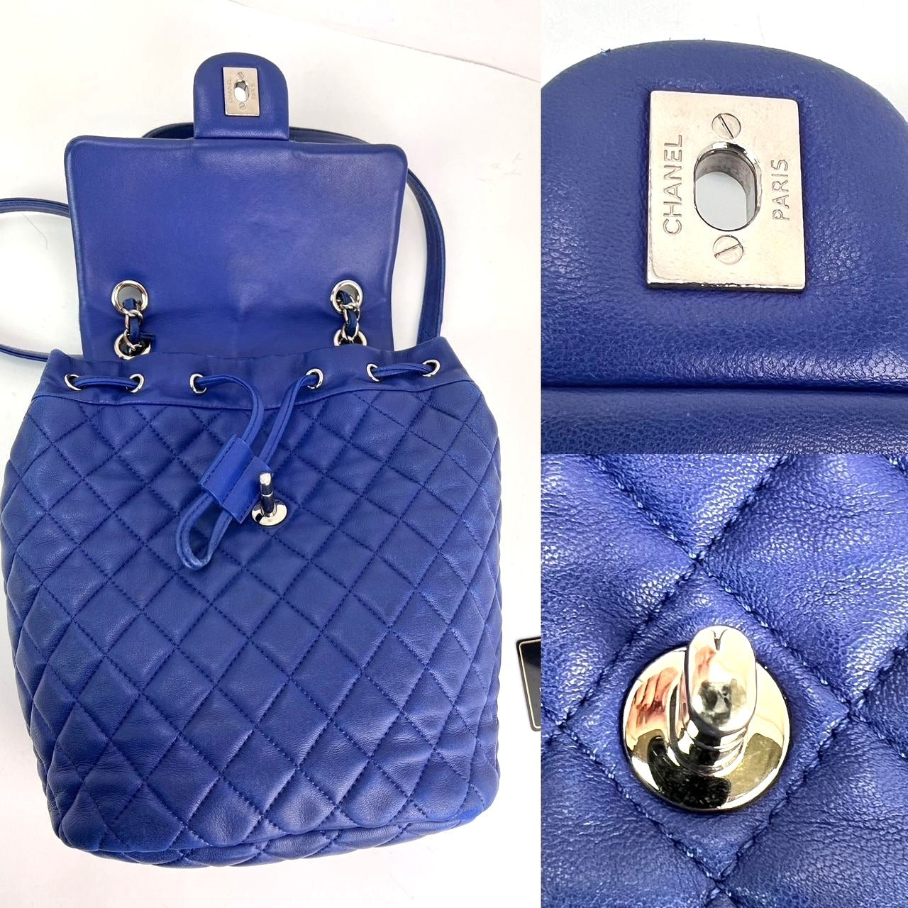 Balo Chanel Lambskin Quilted Small Urban Spirit Blue