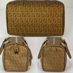 Fendi Boston Gold Coated Canvas Hand Bag