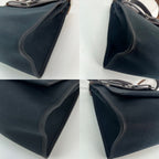 Túi đeo vai Hermes Toile vache Hunter Herbag zip 31 PM màu đen Ebene