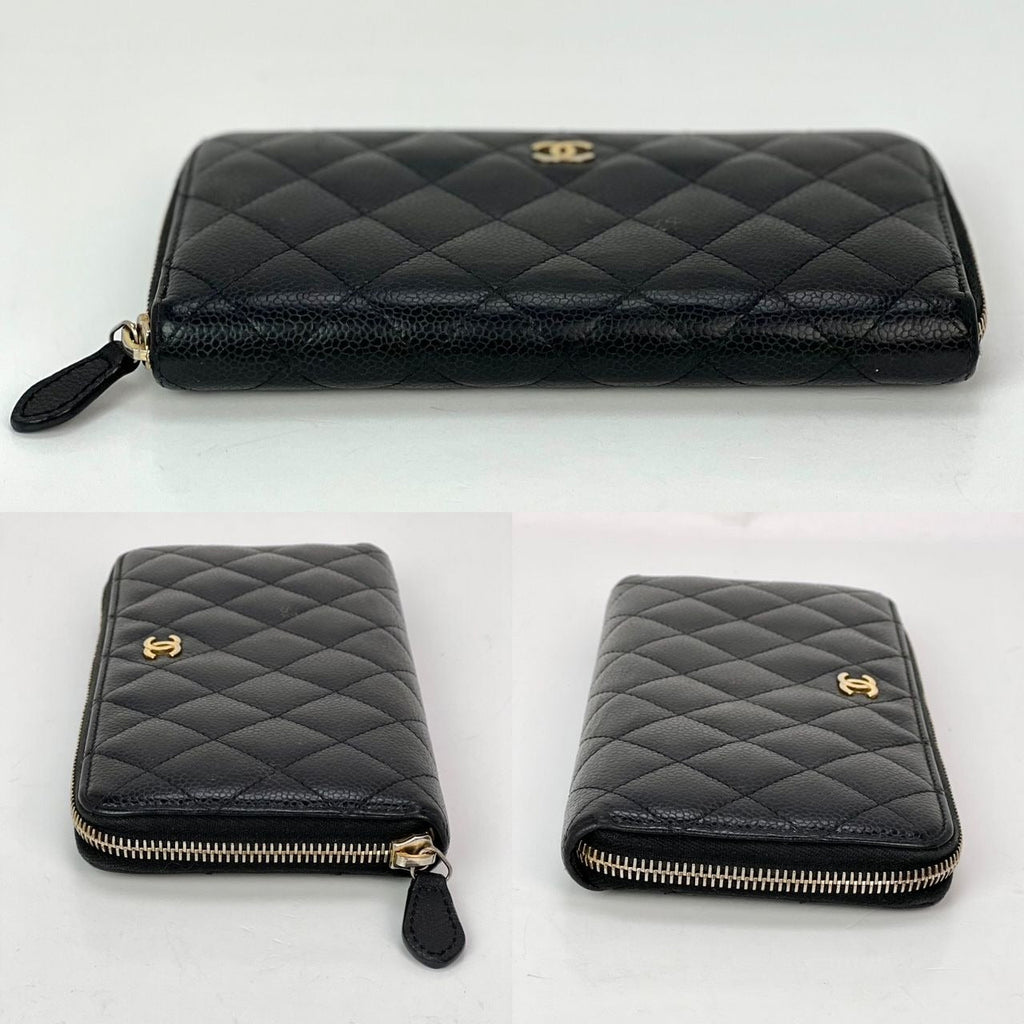 Ví Chanel Caviar Quilted Large Gusset Zip Around Black