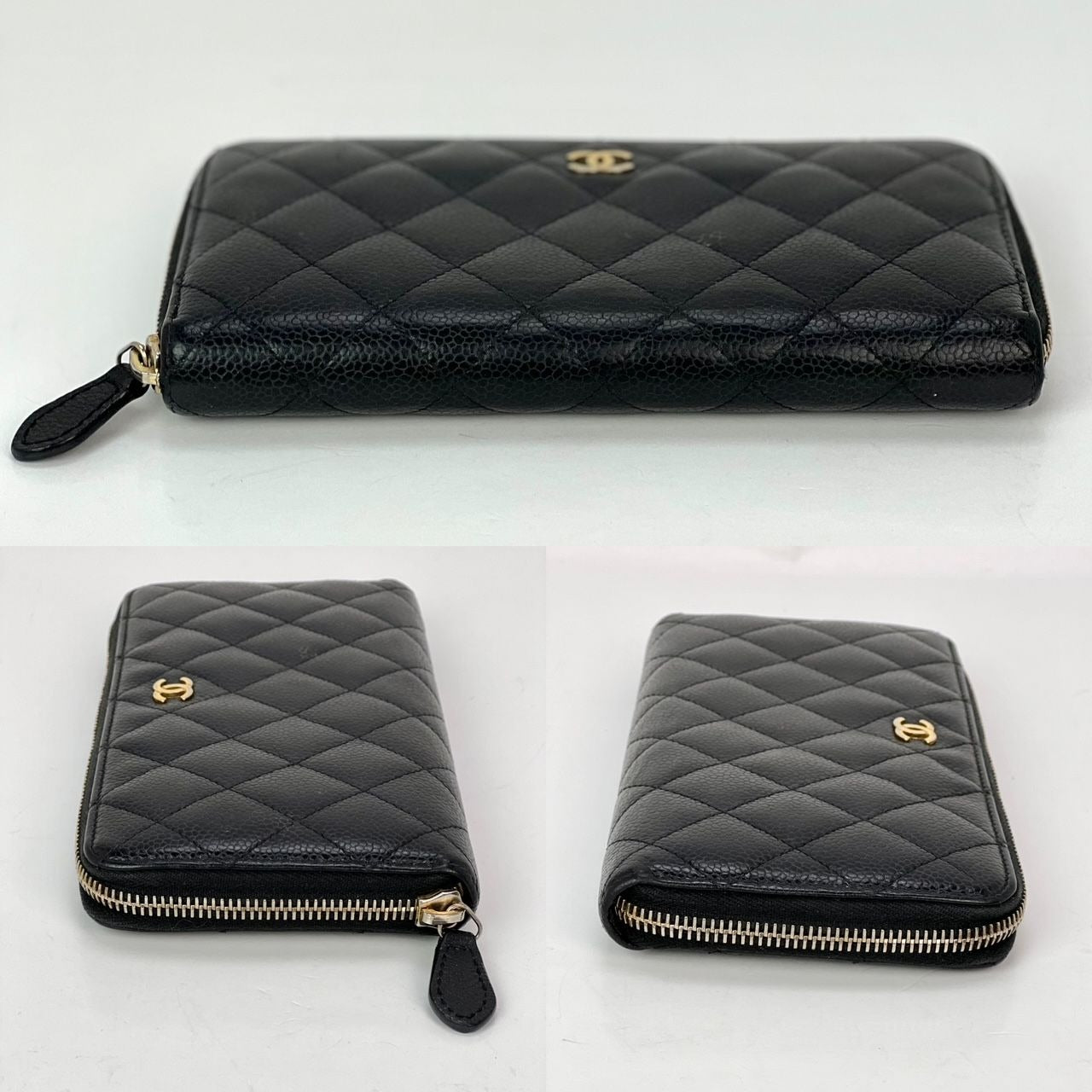 Ví Chanel Caviar Quilted Large Gusset Zip Around Black