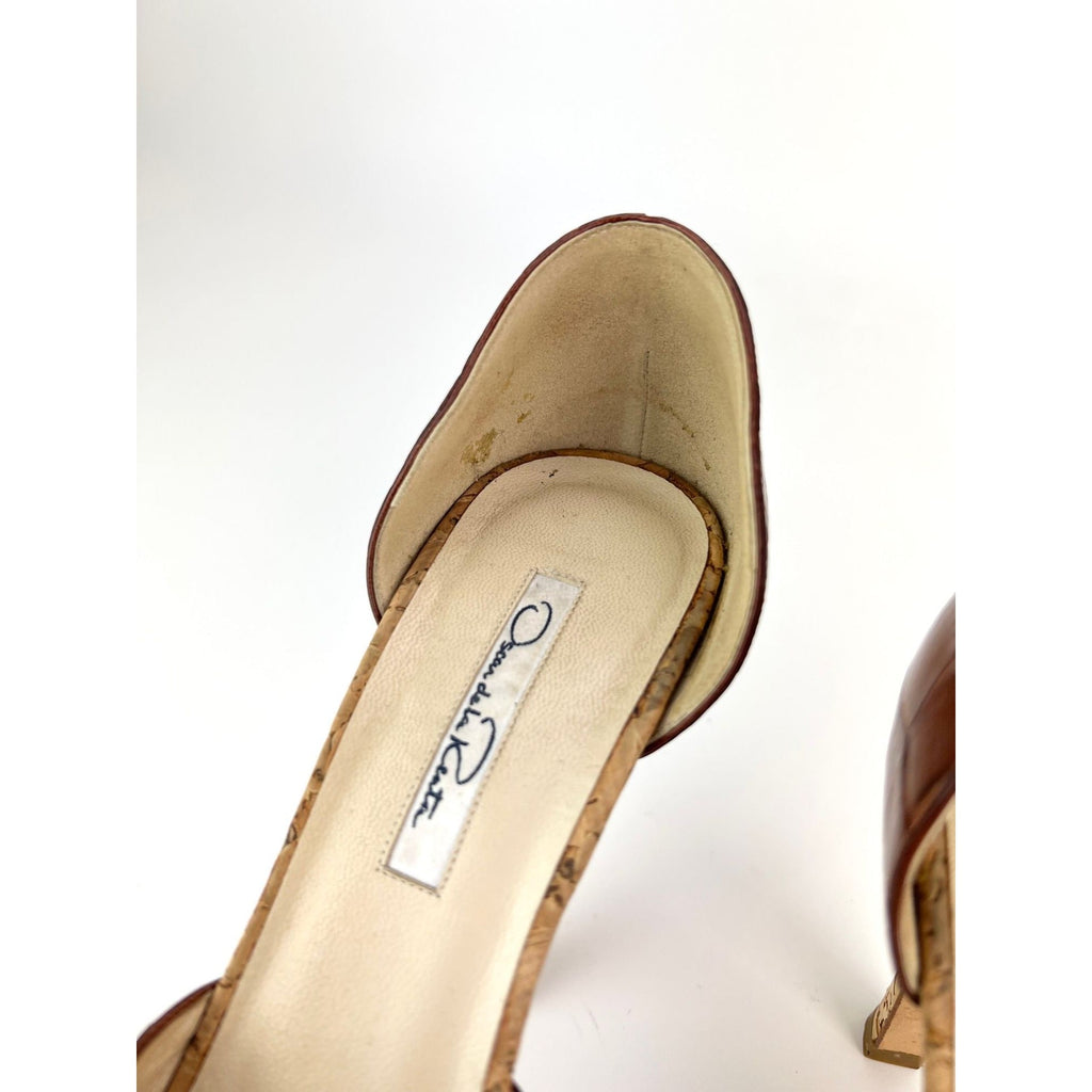 Giày cao gót hình cá sấu Oscar de la Renta Peep Toe