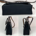 Túi đeo vai Hermes Toile vache Hunter Herbag zip 31 PM màu đen Ebene