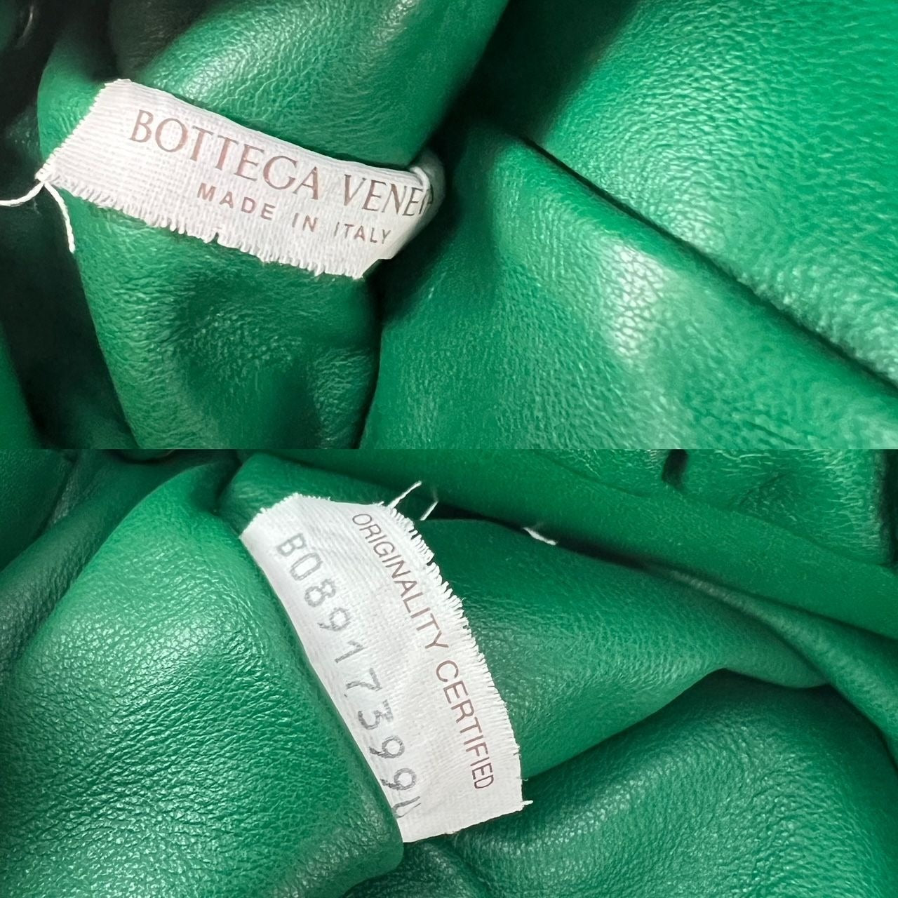 Túi cầm tay da Bottega Veneta Green Chain Leather Pouch Bag