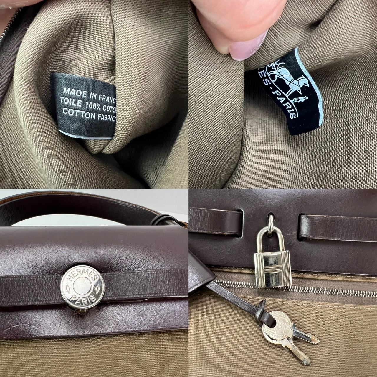Hermes Toile Vache Hunter Herbag zip 31 PM Túi đeo vai Etoupe Ebene