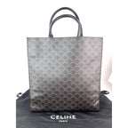 Túi tote vải canvas Celine Triomphe Vertical Cabas màu đen họa tiết Monogram