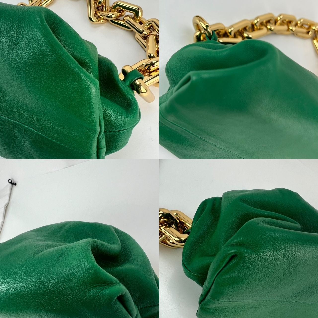 Túi cầm tay da Bottega Veneta Green Chain Leather Pouch Bag