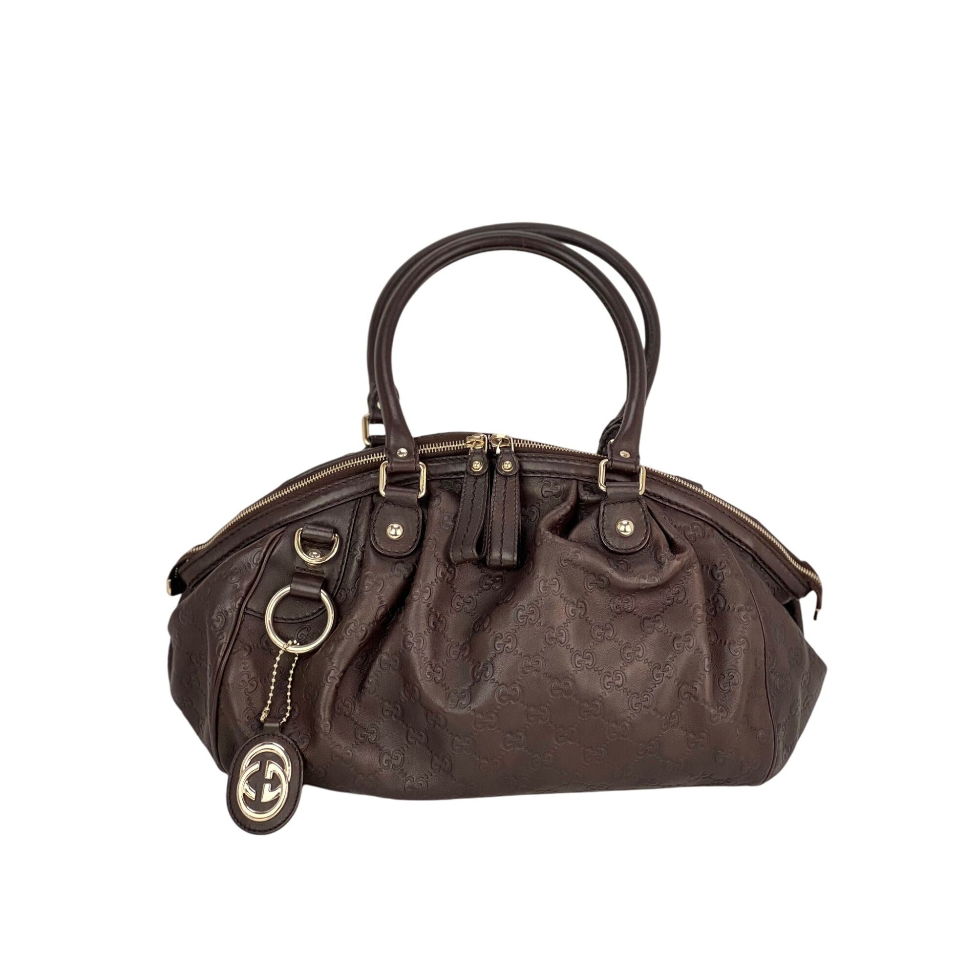 Túi đeo vai Gucci Sukey Medium Boston Guccissima Brown Leather