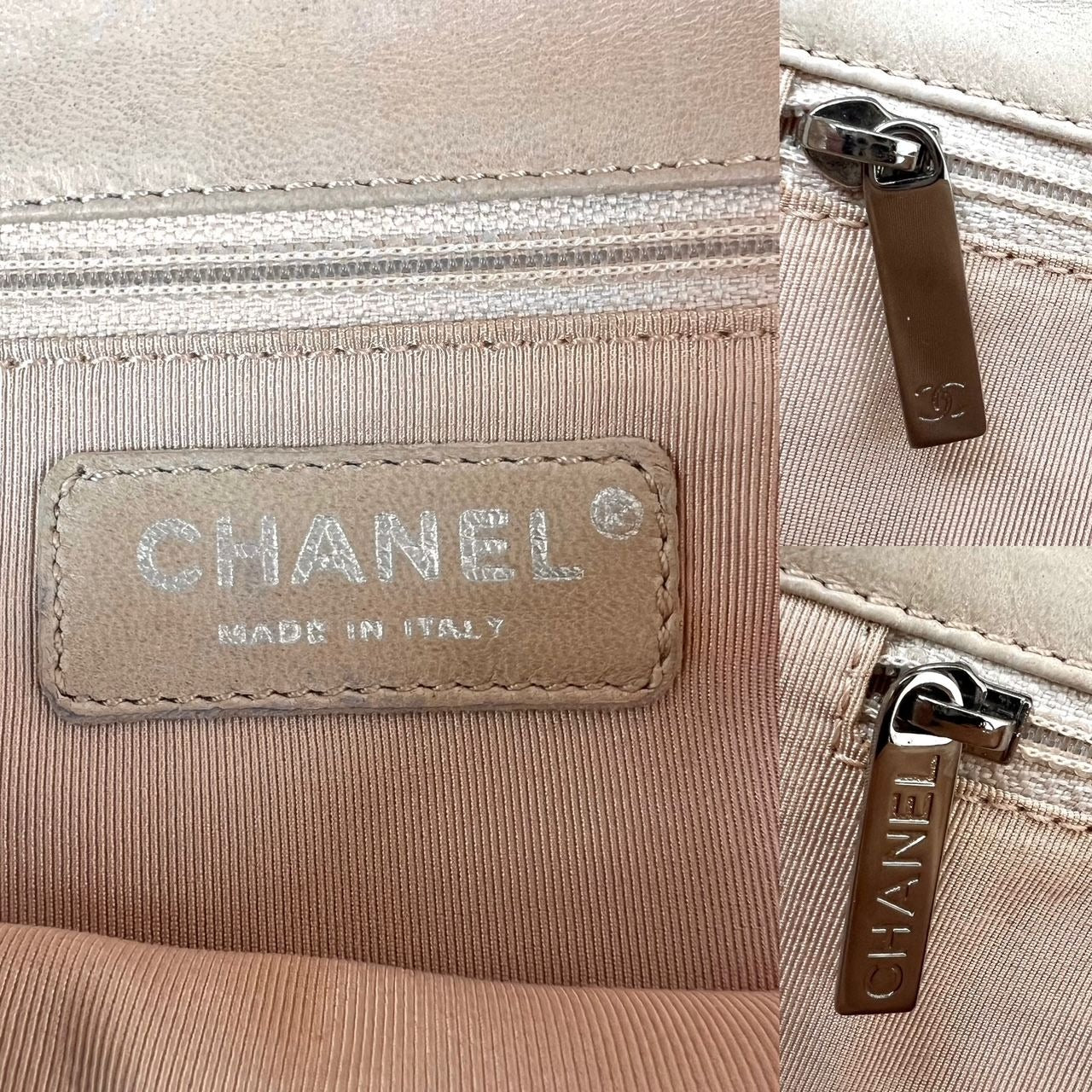Túi đeo vai Chanel Lambskin Quilted Pile Ou Face Flap màu be Clair