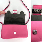 Túi đeo chéo Fendi Monster Baguette da hồng siêu nhỏ