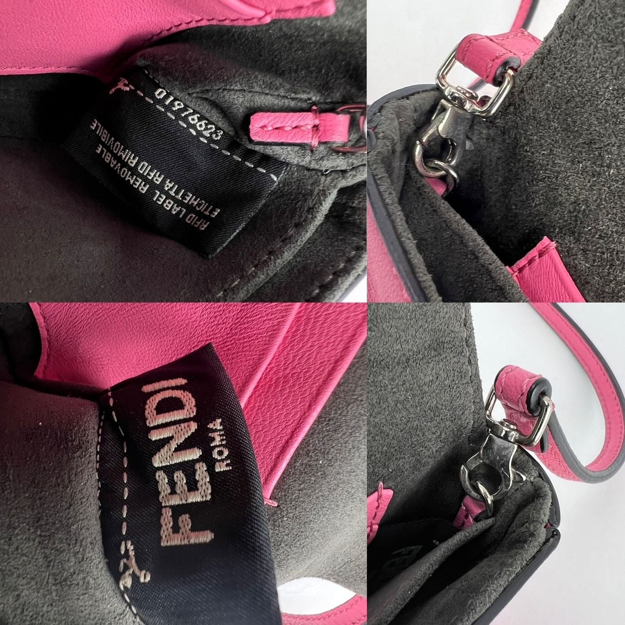 Túi đeo chéo Fendi Monster Baguette da hồng siêu nhỏ