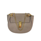 Chloe Small Drew Gray Grained Lambskin Leather Shoulder Cross-body Bag