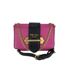 Túi đeo chéo Prada City Calf Cahier Pink Black Leather Belt Bag