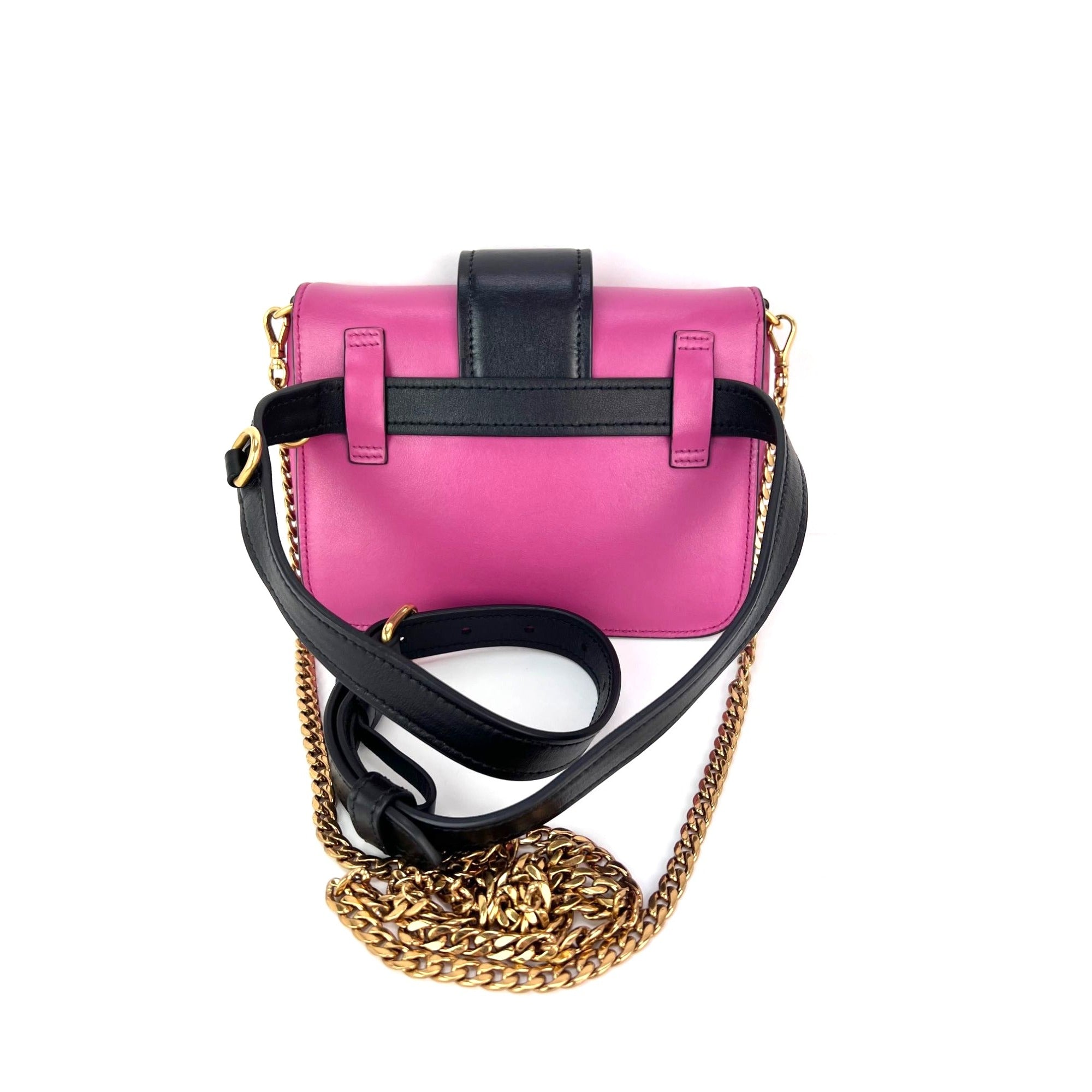 Túi đeo chéo Prada City Calf Cahier Pink Black Leather Belt Bag