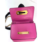 Túi đeo chéo Prada City Calf Cahier Pink Black Leather Belt Bag