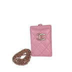 Túi đựng thẻ Chanel bằng da cừu chần bông có dây xích